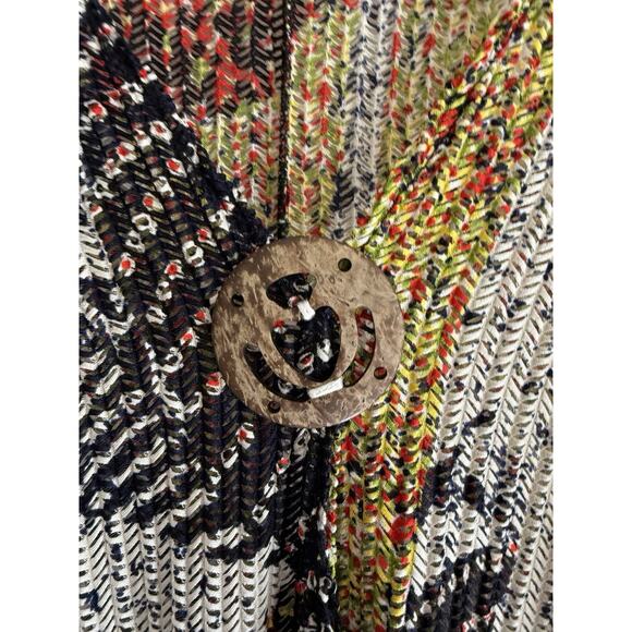 Artsy Abstract Top Size XS/S Multicover Sleeveless V neck Large Button Lagenlook - Picture 4 of 11